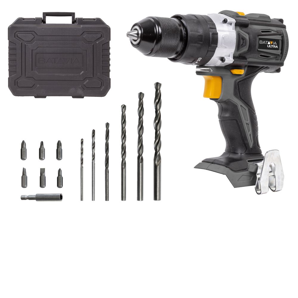 Batavia 18V brushless combi drill 60 Nm. With 2 x battery 4Ah and 1 x charger 2.4A