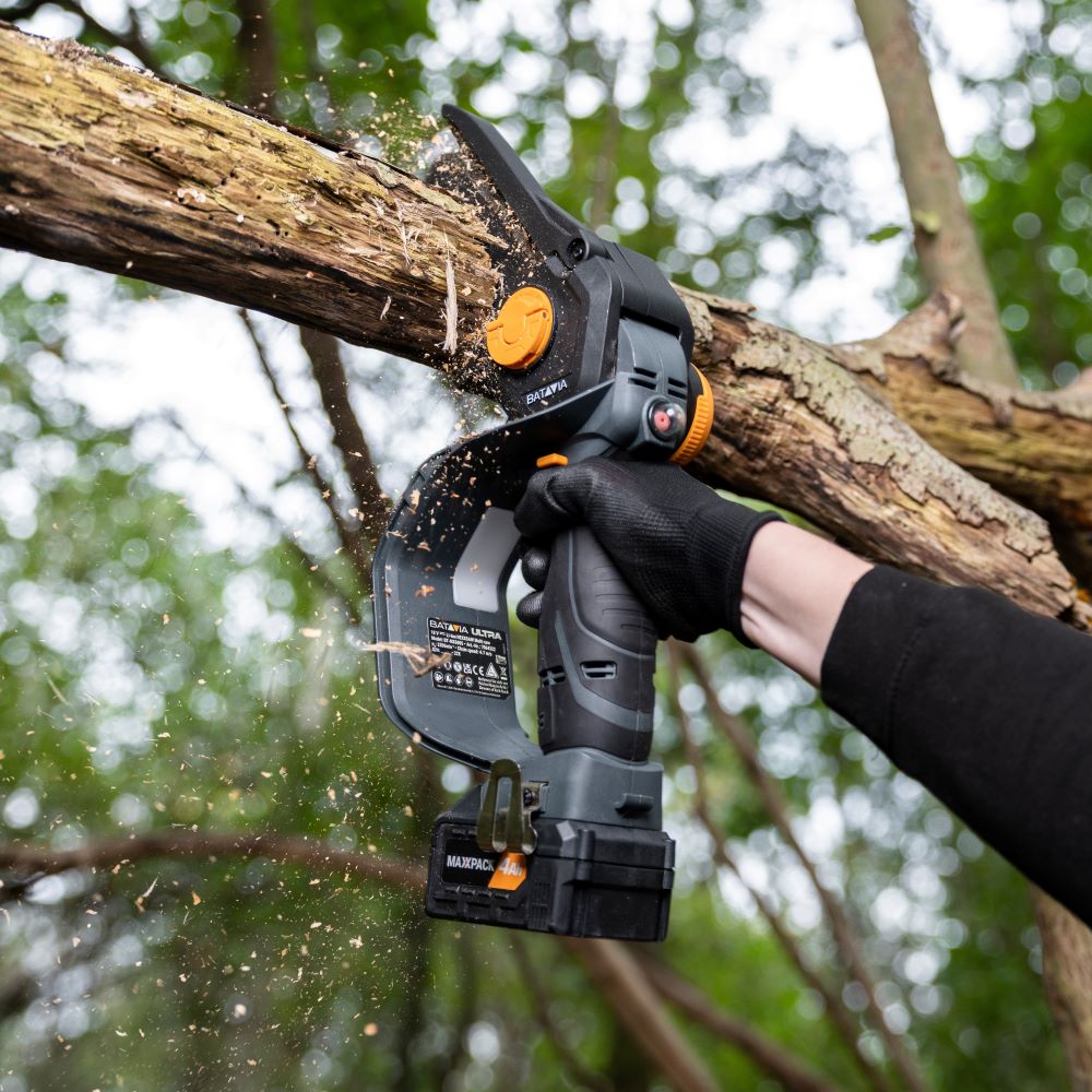 Batavia Nexxsaw V3.2 18V brushless one-hand chainsaw 7''. With 1 x battery 4Ah and 1 x fast charger 4A