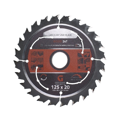 [812524] Circular Saw Blade Wood 24 T 125 x 20 x 1,5 / 1,0 mm