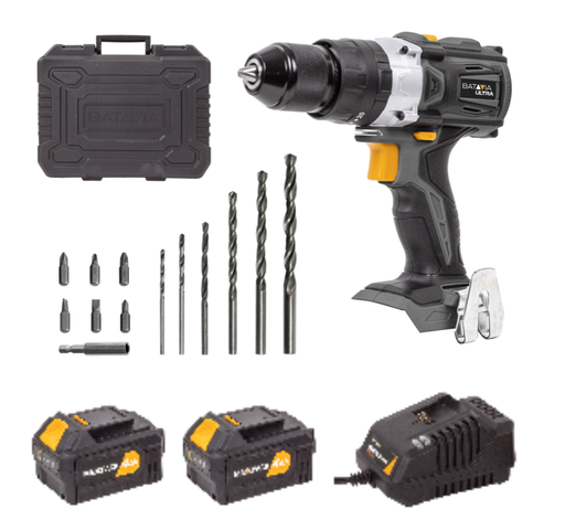 [7064560] Batavia 18V brushless combi drill 60 Nm. With 2 x battery 4Ah and 1 x charger 2.4A